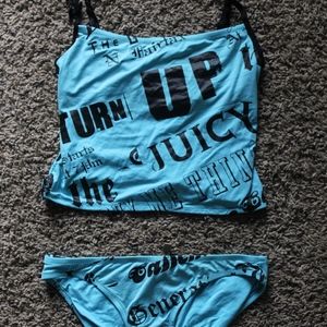 👑Juicy Couture👑 Light Blue Graphic Tankini Set👙